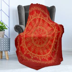 Plaid Mandala Polyester - Bordeauxrot / Zinnoberrot - 125 x 175 cm