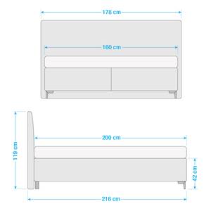 Lit boxspring Arano Tissu Chenille GCP: 84 brown grey - 160 x 200cm - D2 souple