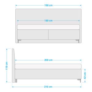 Boxspringbett Arano Chenille GCP: 129 concrete - 180 x 200cm - H2