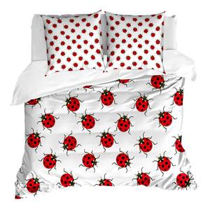 Beddengoed Kids microvezel polyester - wit/rood - 155x220cm + 2 kussens 80x80cm