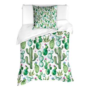 Beddengoed Cactus microvezel polyester - limoengroen/pale pink - 135x200cm + kussen 80x80cm