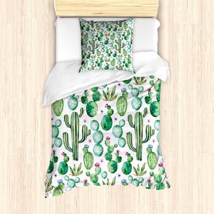 Beddengoed Cactus microvezel polyester - limoengroen/pale pink - 135x200cm + kussen 80x80cm