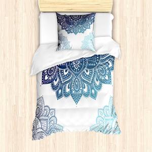 Beddengoed Henna microvezel polyester - lichtblauw/donkerblauw - 135x200cm + kussen 80x80cm