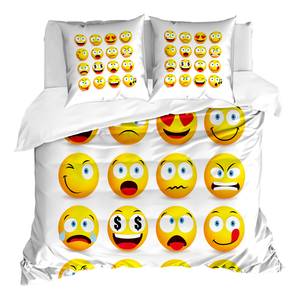 Bettwäsche Emoji Microfaser Polyester - Gelb - 200 x 200 cm + 2 Kissen 80 x 80 cm