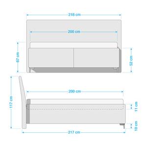 Letto imbottito Gaby Microfibra GDU: 29 anthracite - 200 x 200cm - H3