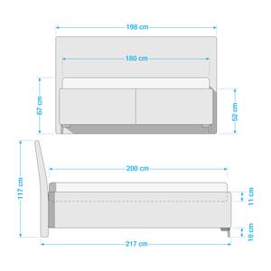 Gestoffeerd bed Gaby Microvezel GDU: 9 stone grey - 180 x 200cm - H3 medium