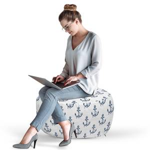 Pouf Anker Polyester - Dunkelblau / Weiß