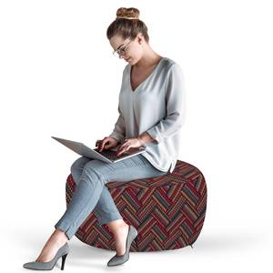 Pouf Rot und Braun Polyester - Mehrfarbig