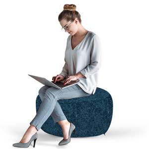 Pouf Marine Polyester - Turquoise / Bleu foncé