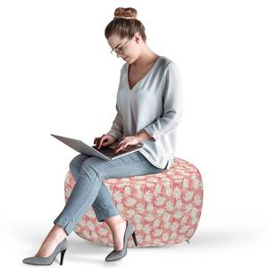 Pouf Fleurs Polyester - Rose pastel / Saumon