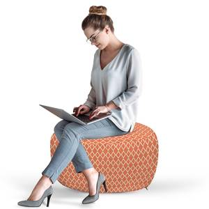 Pouf Geometrisch I Polyester - Orange / Weiß