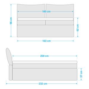 Boxspringbett Cushion Box Stoff TBO: 606 ocean - 160 x 200cm - Doppelmatratze H2/H3