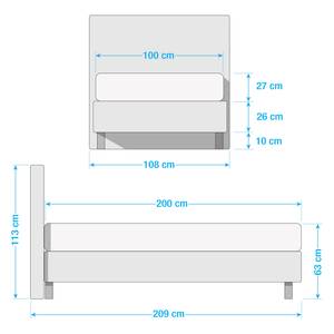 Boxspringbett Jonna Chenille TBS: 19 Grau - 100 x 200cm - H2