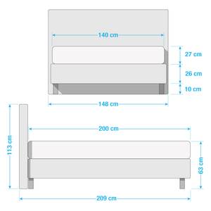 Boxspringbett Jonna Chenille TBS: 12 Graubeige - 140 x 200cm - H3