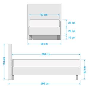 Lit boxspring Jonna Tissu Chenille TBS: 49 Gris anthracite - 90 x 200cm - D2 souple