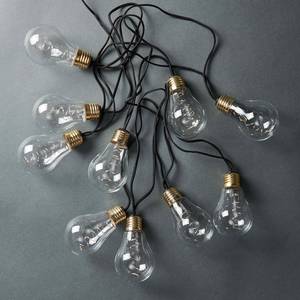 LED-Lichterkette BULB LIGHTS I Klarglas / Jute - 10-flammig - Schwarz