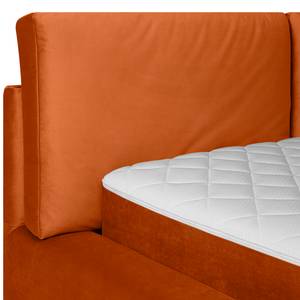 Gestoffeerd bed Ilay Velours Sadia: Oranje - 140 x 200cm