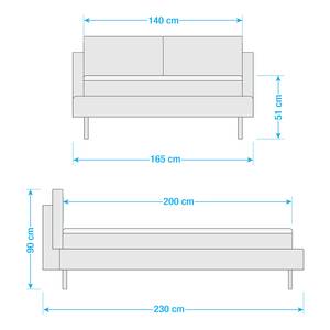 Gestoffeerd bed Manu Velours Sadia: Perzikkleurig - 140 x 200cm