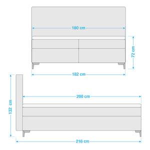 Boxspringbett Sari I Flachgewebe Oriella: Silber - 180 x 200cm