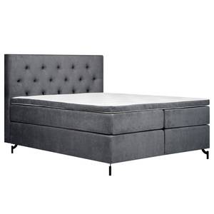 Boxspringbett Sari I Flachgewebe Oriella: Schwarz - 160 x 200cm