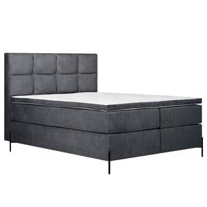 Boxspring Sari II Platweefsel Oriella: Zwart - 160 x 200cm