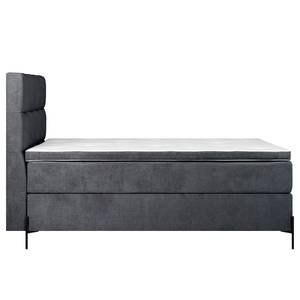 Boxspringbett Sari II Flachgewebe Oriella: Schwarz - 160 x 200cm