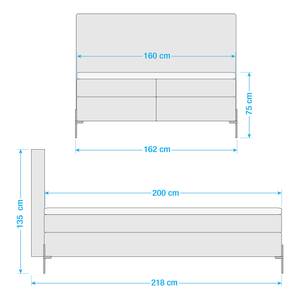 Boxspring Sari II Platweefsel Oriella: Zwart - 160 x 200cm