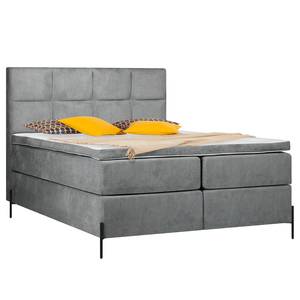 Lit boxspring Sari II Tissu Oriella: Gris - 180 x 200cm