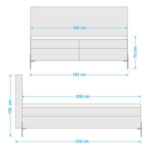 Boxspringbett Sari II Flachgewebe Oriella: Schwarz - 180 x 200cm