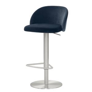 Tabouret de bar myGRACE Acier / Velours - Bleu foncé