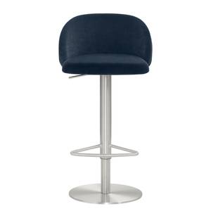 Tabouret de bar myGRACE Acier / Velours - Bleu foncé