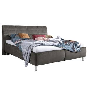 Lit capitonné Karla Tissu TCM: 89 steel grey - 160 x 200cm - Matelas double D2/D3