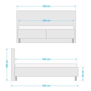 Lit capitonné Karla Tissu TCM: 89 steel grey - 180 x 200cm - Matelas double D2/D3