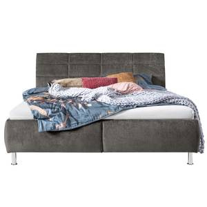 Lit capitonné Karla Tissu TCM: 89 steel grey - 200 x 200cm - Matelas double D2/D3