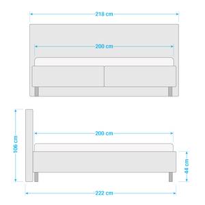 Lit capitonné Karla Tissu TCM: 89 steel grey - 200 x 200cm - Matelas double D2/D3