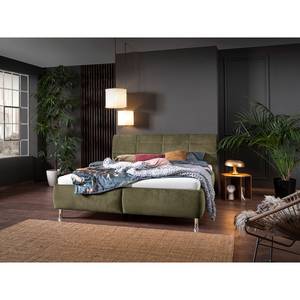 Lit capitonné Karla Tissu TCM: 373 brown olive - 180 x 200cm - Matelas double D2/D3