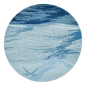 Kurzflorteppich Keitum 007 II Polyester / Baumwolle - Blau - Durchmesser: 100 cm