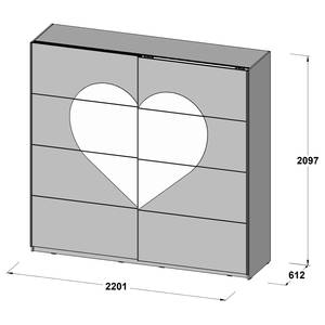 Schwebetürenschrank Bilo Hochglanz Weiß