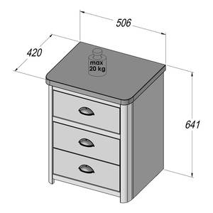 Nachtkastje Lanot Wit/donkere eikenhouten look