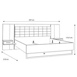 Bedframe Lucy incl. verlichting - Artisan eikenhouten look/donkergrijze betonnen look