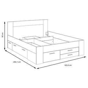 Struttura letto Mons Bianco - Materiale a base lignea - Metallo - Materiale sintetico - 164 x 90 x 204 cm