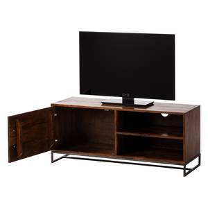 Tv-meubel WOODSON - breedte 118 cm massief acaciahout/ijzer - Bruin acaciahout