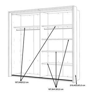 Zweefdeurkast Rye Bruin - Wit - Plaatmateriaal - Metaal - Plastic - 231 x 216 x 64 cm