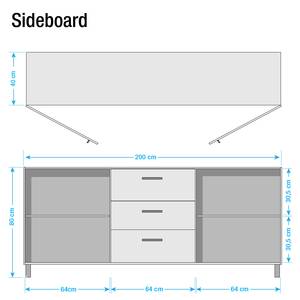 Sideboard Woodson Akazie massiv / Metall - Akazie Braun - Breite: 200 cm