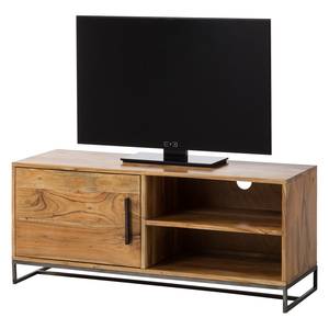 Tv-meubel WOODSON - breedte 118 cm massief acaciahout/ijzer - Acaciahouten Lichtbruin