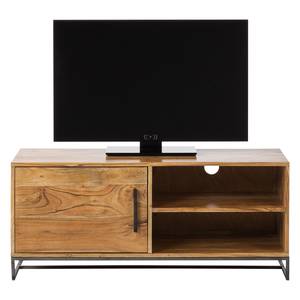 Tv-meubel WOODSON - breedte 118 cm massief acaciahout/ijzer - Acaciahouten Lichtbruin