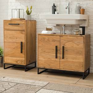 Mobile base per lavabo Woodson Acacia massello/ferro - Acacia Marrone chiaro