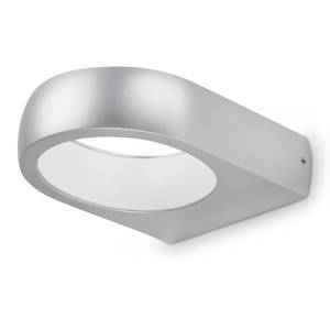 LED-buitenwandlamp Puka polycarbonaat/gegoten aluminium - 1 lichtbron - Zilver