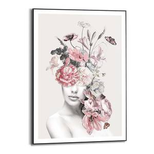 Gerahmtes Bild Blumenfrau Holzrahmen ohne Glas - Pink