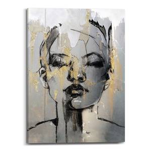 Canvas Gouden Gezicht canvas - zwart